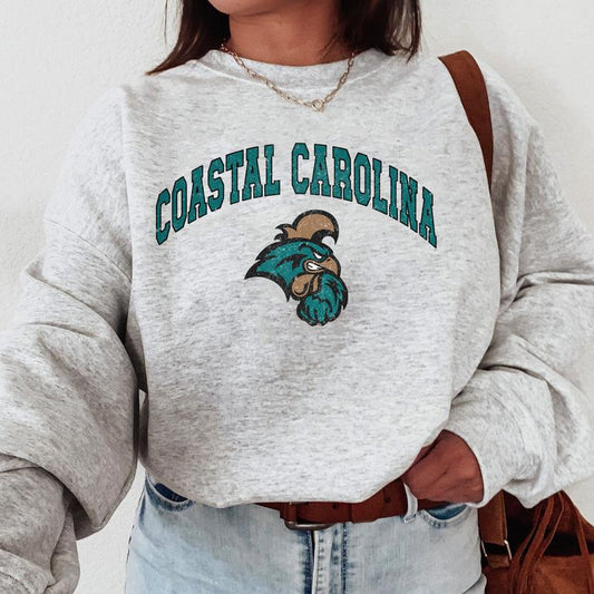 Coastal Carolina Chanticleers Vintage Football NCAA Trendy Sweatshirt, Coastal Carolina University Unisex Football NCAA Shirt, Gift For Men, Gift For Girls, Crewneck, Cotton, Sweaters, Pullover