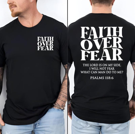 Faith Over Fear Tee Shirt, Christian T-Shirts, Jesus Shirt, Trending Shirt Summer, Classic Cotton Short Sleeve Top for Men, Tshirt Underwear