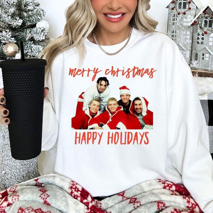 NSYNC Christmas Sweatshirt Merry Christmas and Happy Holidays