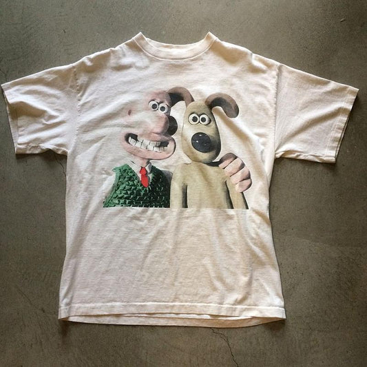 RARE!! Vintage Wallace And Gromit Shirt Short Sleeve Cotton Black Gift For Fans Men Women S-5XL, Retro Wallace And Gromit Tee Gift, Gift For Her, Musi