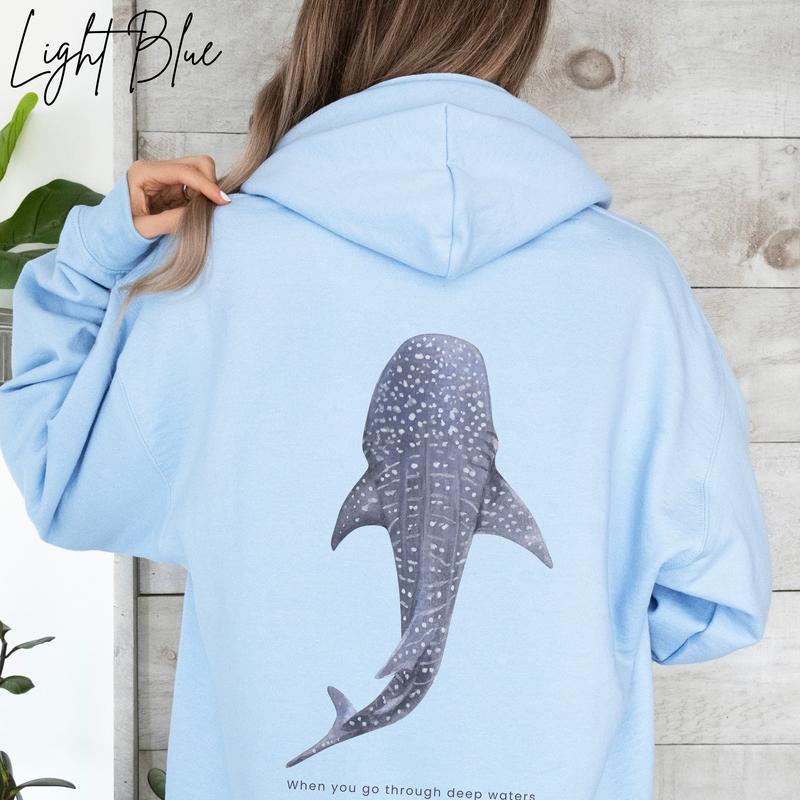 Whale Shark Unisex Hoodie, Beachy Shark Hoodie, Coconut Girl Jesus Hoodie Christian Crewneck Faith Over Fear Surf Hoodie Beach Hoodie Classic Cotton