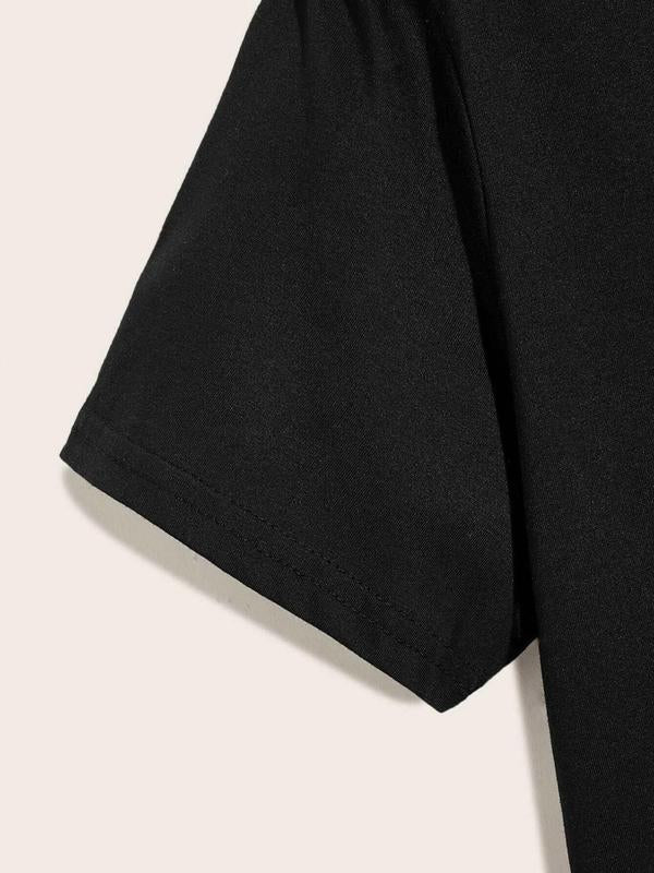 Men's Letter & Figure Print Round Neck Tee, Casual Streetwear Short Sleeve Crewneck T-shirt, Graphic Tees, Summer Clothes, Back to School Tee,Â Men's Regular Fit Top for Daily Wear, Graphic Tees for Men