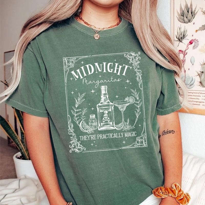 Midnight Margaritas Shirt, Witch Shirt, Spooky Season, Tequila Mystical Shirt, Basic Witch Graphic Tee, Drinking Gift, Halloween Party Casual Comfort