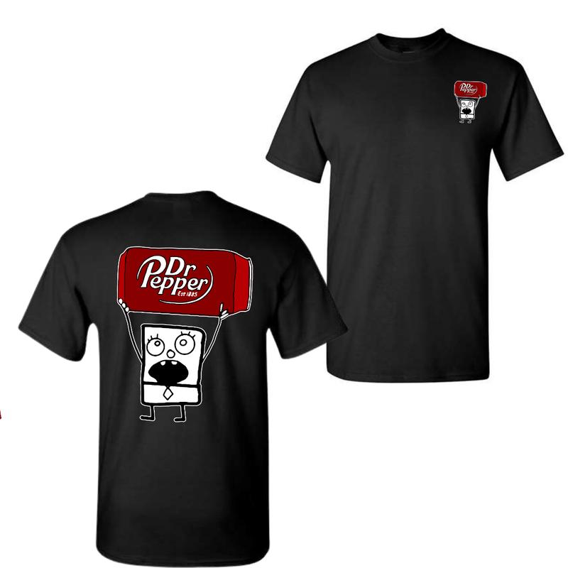 Dr Pepper Doodlebob T-shirt, Doodlebob Shirt, Dr Pepper Shirt, Double Sided Graphic Printed Unisex Classic Comfort Cotton T-Shirts in all Sizes all Co