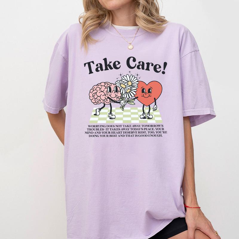Take Care Comfort Tee, CMental Health Graphic Tee, Retro Mental Health Awareness Shirt, Be Kind Shirt, Inspirational Shirt, Motivational Shirt, Positive T-Shirt, Mental Health Women Tops