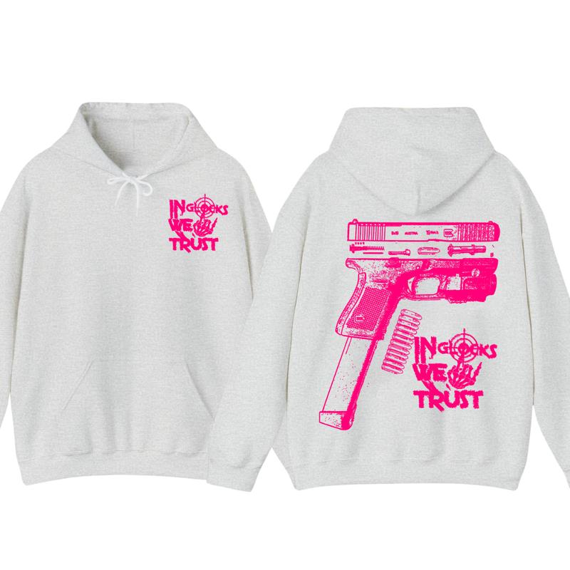 NEW Design Glock ,In Glock We Trust Skeleton 2 Side Hoodie & Sweater,Unisex sweater,Men's & Women's Tops,Glock Hoodie,Glock Pink Color ,For Her,For Him