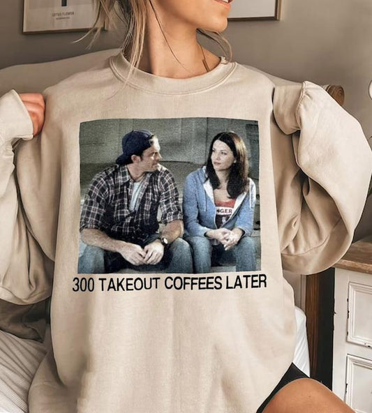 Vintage Luke and Gilmore 300 takeout coffees later shirt,Retro Luke's Diner Shirt,TV Show Gift,Gilmore gift,comfort colors shirt - Unisex T-Shirt, Hoo