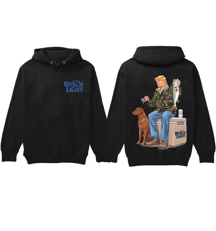 Fishing Trump With Busch Light Beer 2 Side Hoodies, Trump and Your Fishing Gear, Fishing Season, Hoodie for Men, for Women Shirt Retro Vintage Y2k Aesthetic Hoodie Sweater
