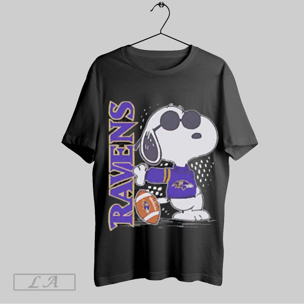 Snoopy Baltimore Ravens Standing 2025 T Shirt