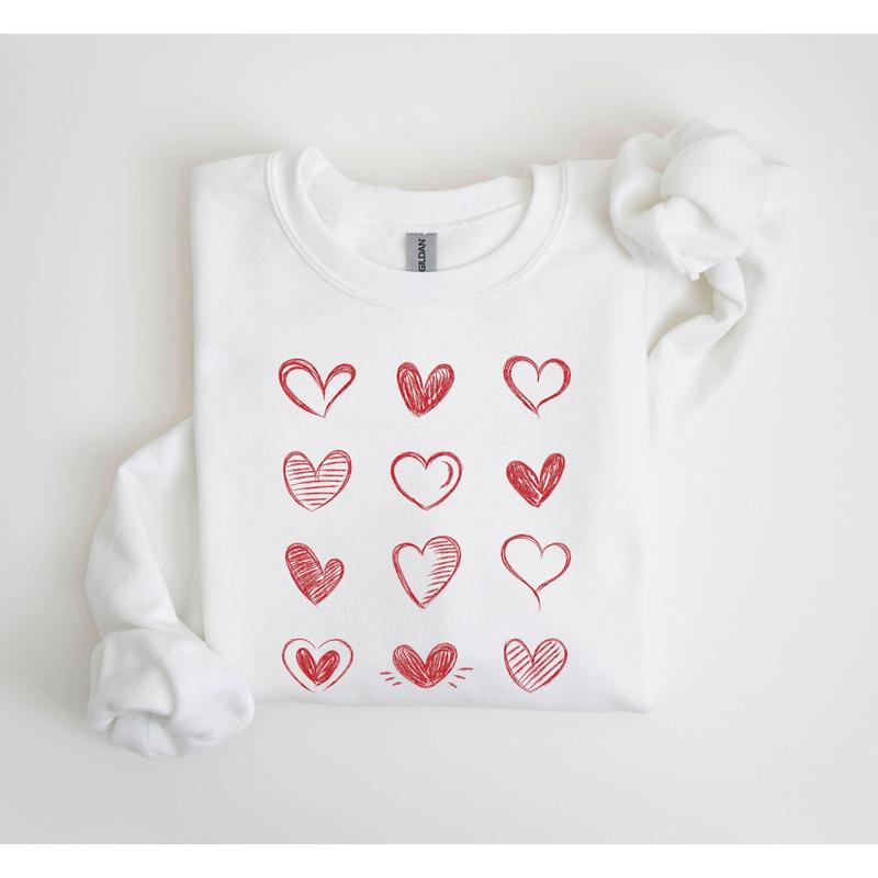 Retro Chic Hearts Sweatshirt, Vintage Valentine's Day Sweatshirt