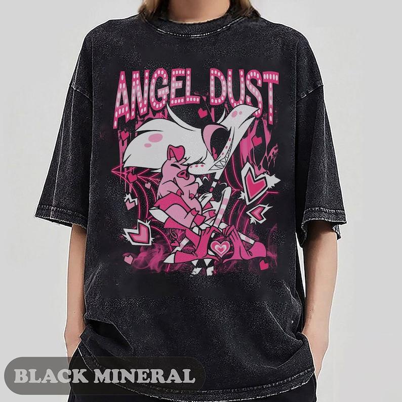 Hazbin Hotel Angel Dust and Fat Nugget Cute T-Shirt, Character Inspired Graphic Tee, Unique Unisex Merch and Gifts for Fans