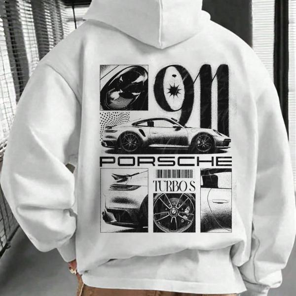 Classic Porsche 911 Turbo S Hoodie, Unisex, Menswear, Street Racing Shirt, Car Hoodie, Boyfriend Gift Cotton Embroidered