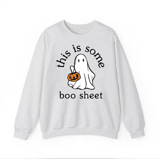 This is Some Boo Sheet, Spooky Cute Sweatshirt, Pumpkin Halloween Sweatshirt Unisex Classic Cotton Graphic Print