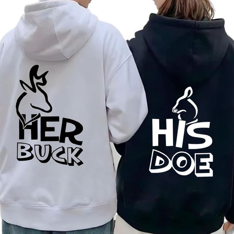 Her Buck & His Doe Couples Matching Valentine's Christmas Hoodie, Gift for Him, Gift for Her, Hunting Season Hoodie Unisex Classic Cotton