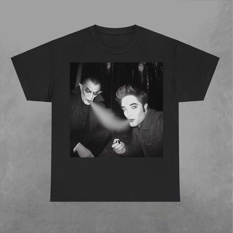 Edward Cullen and Dracula Smokin Shirt, Twilight Shirt, Retro Movie Graphic Shirt Classic Fabric
