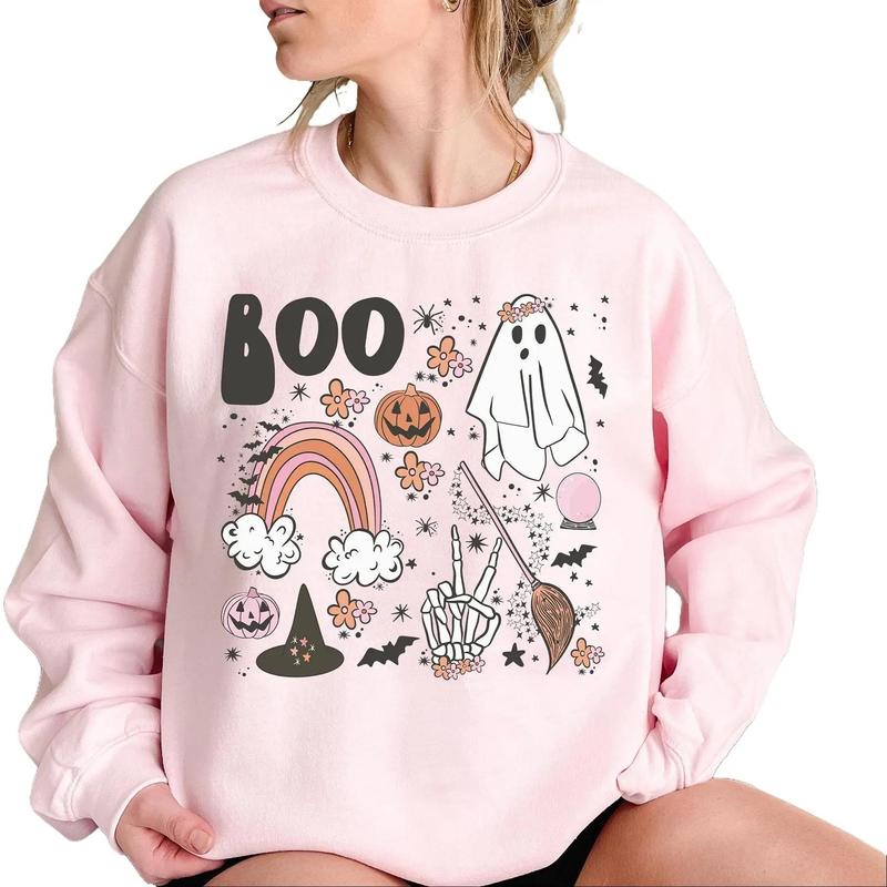 Vintage Halloween Boo Sweatshirt, Halloween Sweater, Halloween Shirts for Women, Halloween Crewneck, Cute Boo Halloween Tshirt, Halloween Gifts