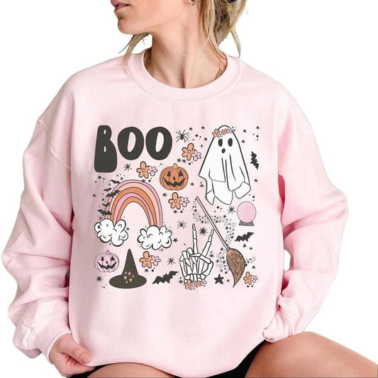 Vintage Halloween Boo Sweatshirt, Halloween Sweater, Halloween Shirts for Women, Halloween Crewneck, Cute Boo Halloween Tshirt, Halloween Gifts