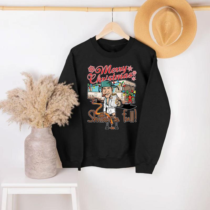 Merry Christmas Shitters Full Sweatshirt, Ational Lampoons Christmas Shirt, Christmas Sweatshirt, Christmas Trending Sweatshirt, Holiday Sweatshirt, Holiday Vibes Shirt Christmas, Thanksgiving Shirt Gift for Him, Gift for Her Menswear Hoodie