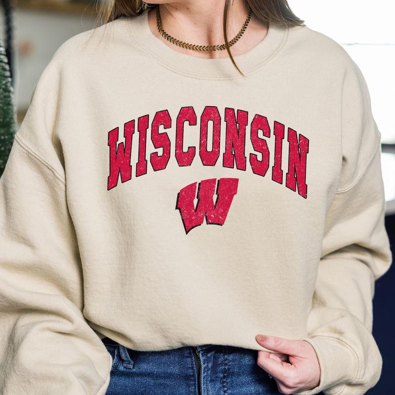Wisconsin Badgers Vintage Football NCAA Trendy Sweatshirt, University of Wisconsin Unisex Football NCAA Shirt, Gift For Men, Gift For Girls, Crewneck,