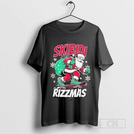 Skibidi Rizzmas Funny Santa Rizz Christmas Skater Santa Xmas T Shirt