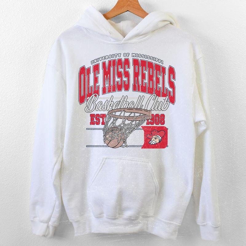 Ole Miss Rebels Vintage Basketball NCAA Sweatshirt - Tshirt - Hoodie, University of Mississippi Unisex Basketball NCAA Shirt, Unisex Vintage NCAA Shirt, Classic Basketball Shirt, Gifts For Basketball Fan Sport, Cotton, Sweatshirt