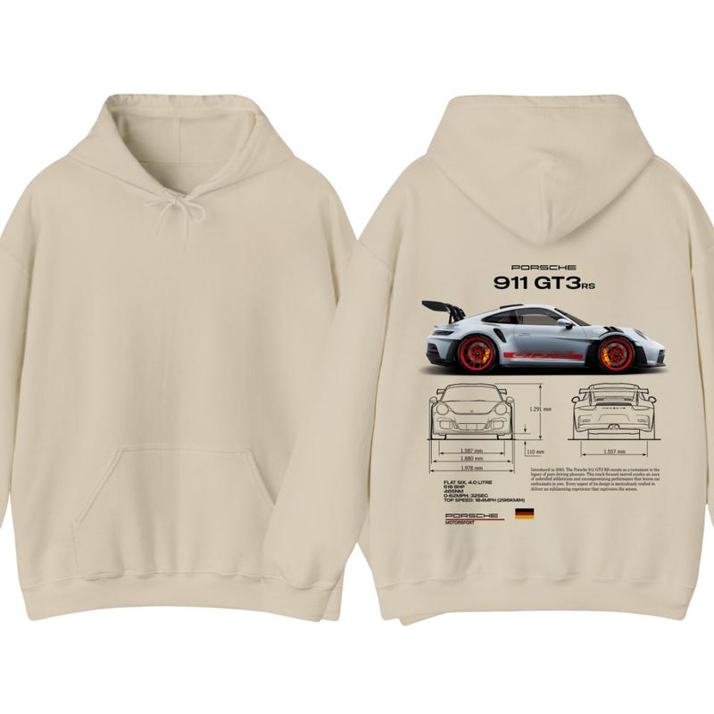 Porsche 911 GT3 RS 1 SIDE Hoodie, Unisex, Street Racing Hoodie, Vintage car Hoodie