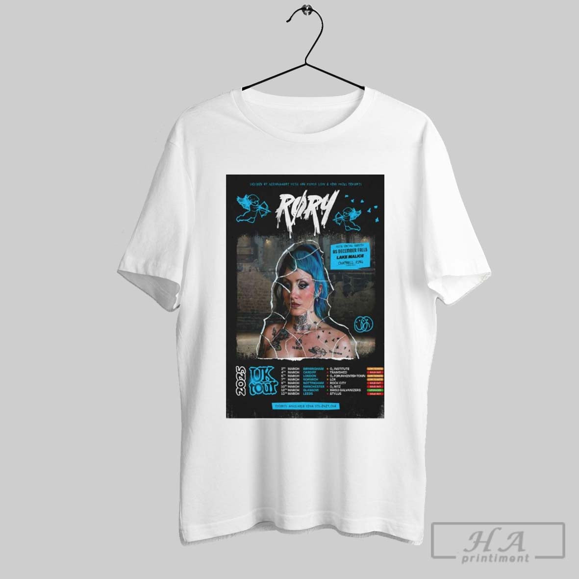 Poster Rory Uk Tour 2025 With As December Falls Lake Malice Campbell King 3 March Birmingham Institute T Shirt
