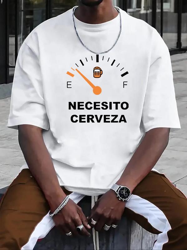 Men's Cartoon & Letter Print Round Neck Tee, Regular Fit Casual Streetwear Short Sleeve T-shirt, Graphic Tees,Ã‚Â Men's Summer Top for Daily Wear Back To