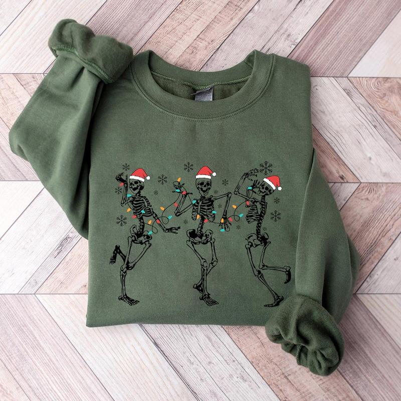 Dancing Skeleton Chirstmas Sweatshirt, Hoodie, Tshirt, Cute Christmas 2024 Gifts