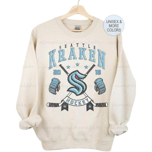 Seattle Sweatshirt Crewneck, Vintage Kraken shirt, Seattle Hockeys' Fan shirt, Hockeys' Tee, Kraken Sweatshirt