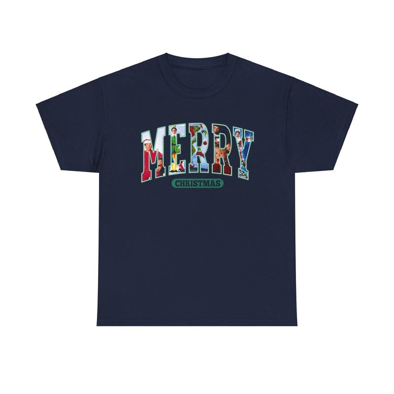 Merry Christmas Unisex Heavy Cotton Tee - Santa Claus Shirt - Elf Shirt - Home Alone - National Lampoon's Christmas Vacation - Christmas Movie Shirt - Gift for Men and Women