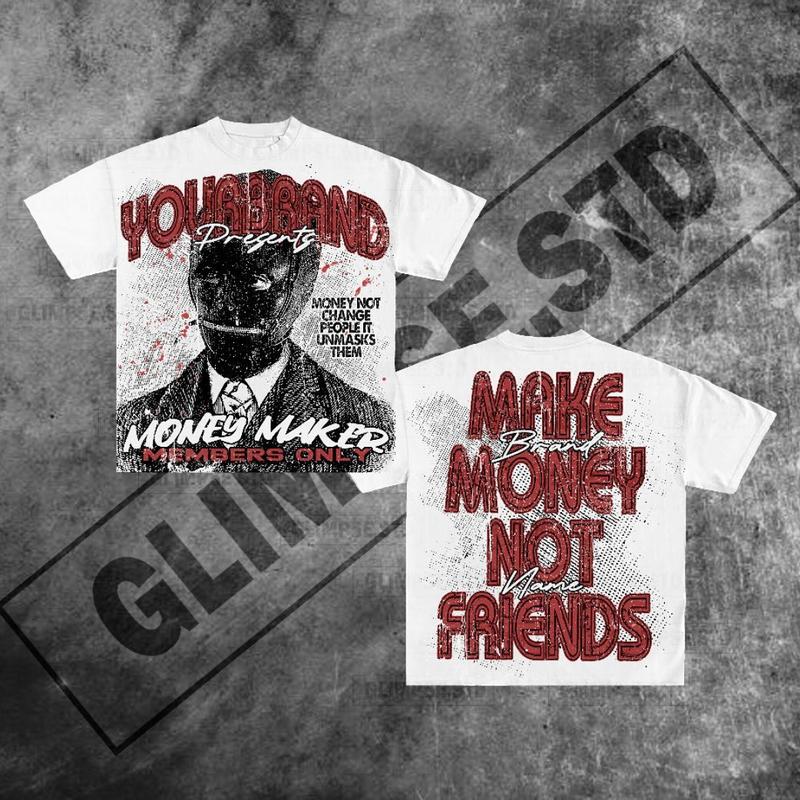 Y2K Graphic Make Money Not Friends Personalize Printed Tshirt Casual Cotton Crewneck Classic