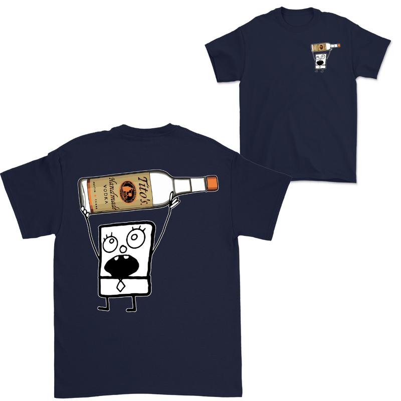 Doodlebob Titoâ€™s Vodka Drawing 2 Sided T-Shirt, Funny Drinking T-Shirt, Summer T-Shirt, Full Color T-Shirt, Unisex T-Shirt, For Men, For Women, Gift For All Menswear Top