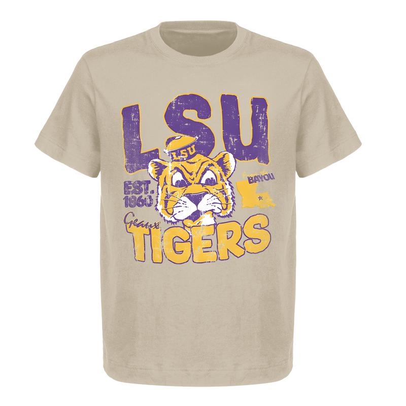 LSU Geaux Tigers Est. 1860 Bayou Crew Neck T-Shirt - Vintage Gildan 5000 Heavy Cotton Tee for Men & Women  Ideal for College Football Fans