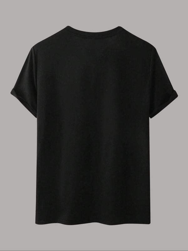 Men's Regular Fit Letter Print Round Neck Short SleeveÃ‚Â Tee, Casual Crew Neck Graphic T-shirt For Daily Wear, Fashion Comfy Men's Top For All Seasons