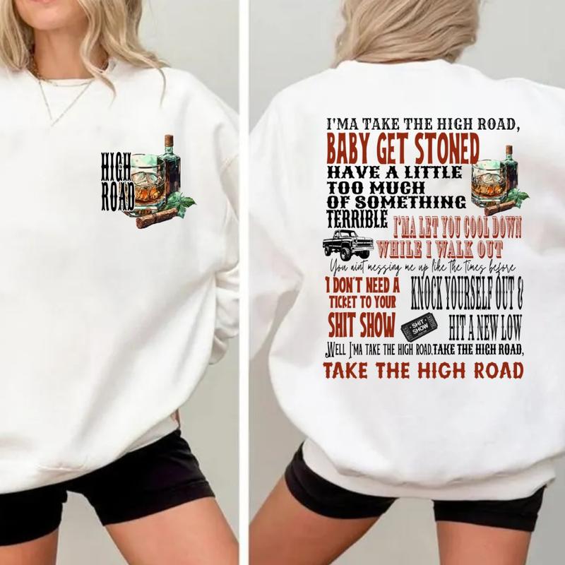 Take The High R0ad Both Sides Sweatshirt , K0e Western Vibes Shirt, Concert Outfit, Unisex Short Sleeve Crewneck Sweatshirt Womenswear