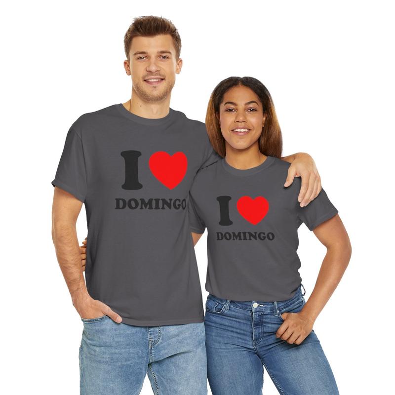 I Heart Domingo Unisex Heavy Cotton Tee - SNL - Funny Shirt - Comedian Shirt - Celebrity T Shirt - Direct from Domingo - Gift for Men and Women