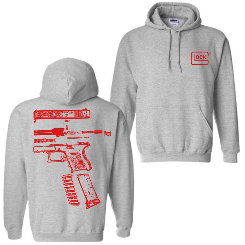 In Glock We Trust Black Hoodie with Multicolor Design - Classic Fit - Unisex - 50/50 Cotton/Polyester , Love