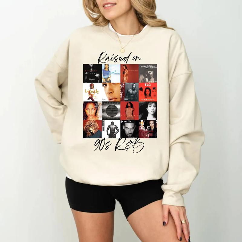 Classic 90's And 2000's R&B Album Cover Tshirt Sweatshirt Hoodie, Raised On 90's R&B Album Shirt, Gift For Fans, Unisex Sweater Pullover Tee