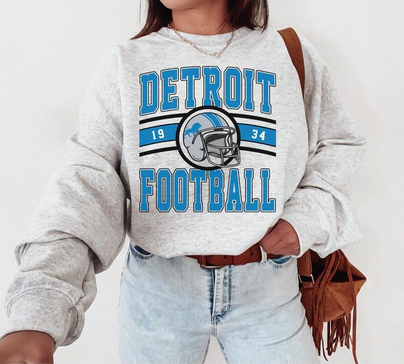 Vintage Detroit Football Crewneck Sweatshirt  T-Shirt, Lions Sweatshirt, Retro Detroit Football Sweatshirt, Detroit Fan Gift