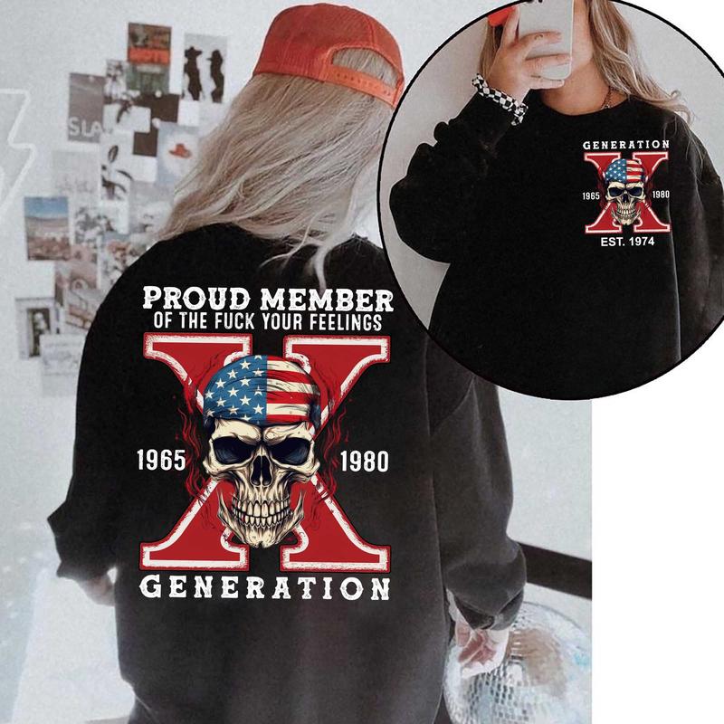Gen X Skull Casual Shirt: Raised On Hose Water & Neglect, Vintage Inspired T-Shirt for GenX Style