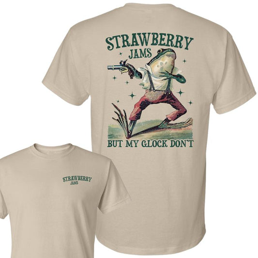 Strawberry Jams But My Glock Don't Vintage Graphic T-Shirt, 2 sides T-Shirt, Unisex T-Shirt, Full Color, For Men, For Women