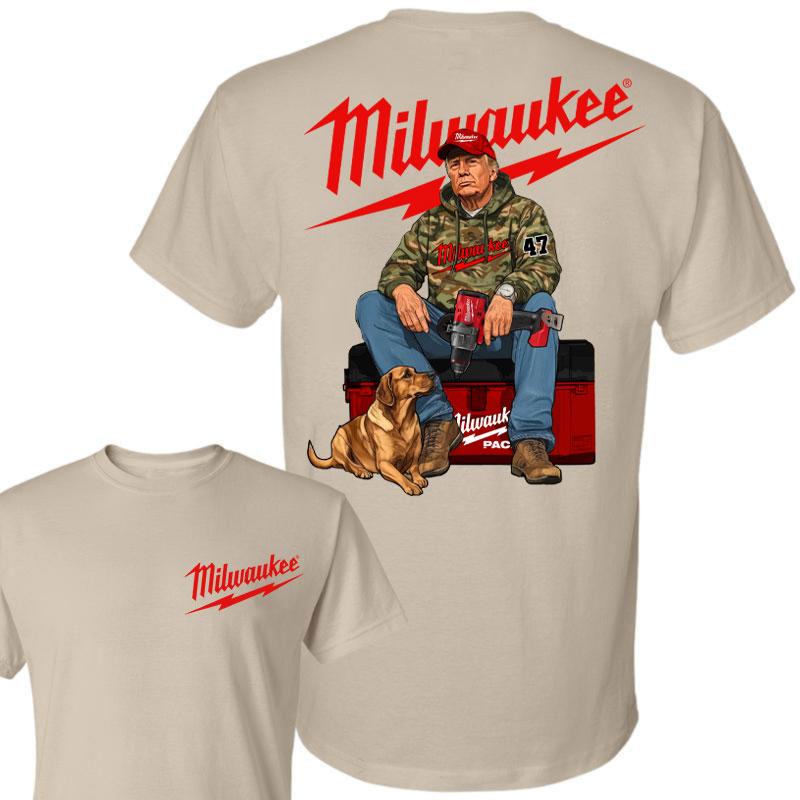 Milwaukeee Trump Hunting Camo Unisex Cotton shirt, Trump won 47th president Election 2024 shirt,  Milwaukeee Fuel Hand Drill Dog Hunt Tee, Trump With Local Boy Cotton Shirt Full Color Full Size