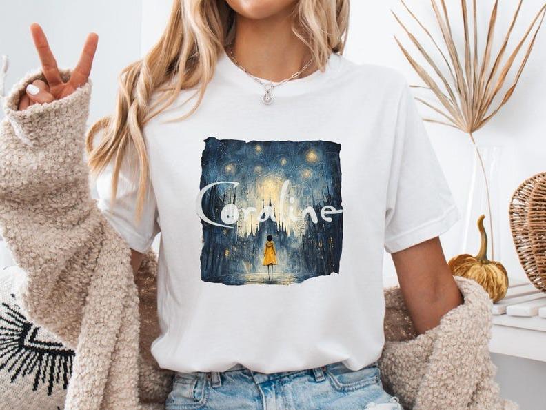 Coraline Doll Sweatshirt, Retro Coraline T-Shirt Hoodie, Spooky Movie Shirt, Funny Cartoonn Shirt 2024, Spooky Coraline Doll Coraline Movie Fan Shirt