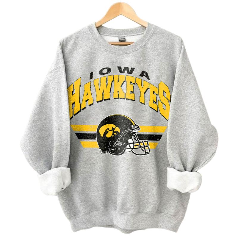 Iowa Hawkeyes Vintage Football NCAA Sweatshirt - Tshirt - Hoodie, University of Iowa Unisex Football NCAA Shirt, Unisex Vintage NCAA Shirt, Classic Football Shirt, Gifts For Football Fan Sport, Cotton, Sweatshirt, Casual Clothes
