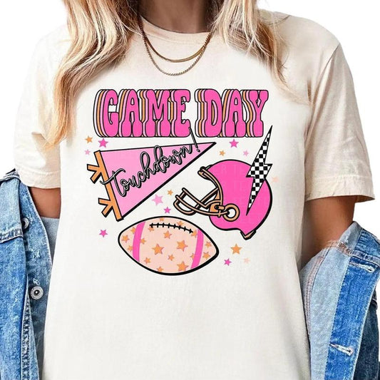 Football Shirt, Preppy Football Season T-shirt, Game Day Shirt, Cute Football T-shirt, Womens Football Tee, Sunday Football Shirt, Lady Wear, Shirt fo