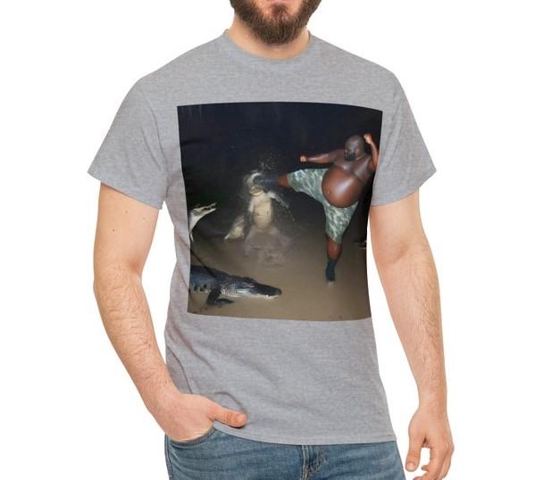 Man Kick Alligator In Swamp Shirt t-Shirt, Gator, Crocodile, funny Shirt