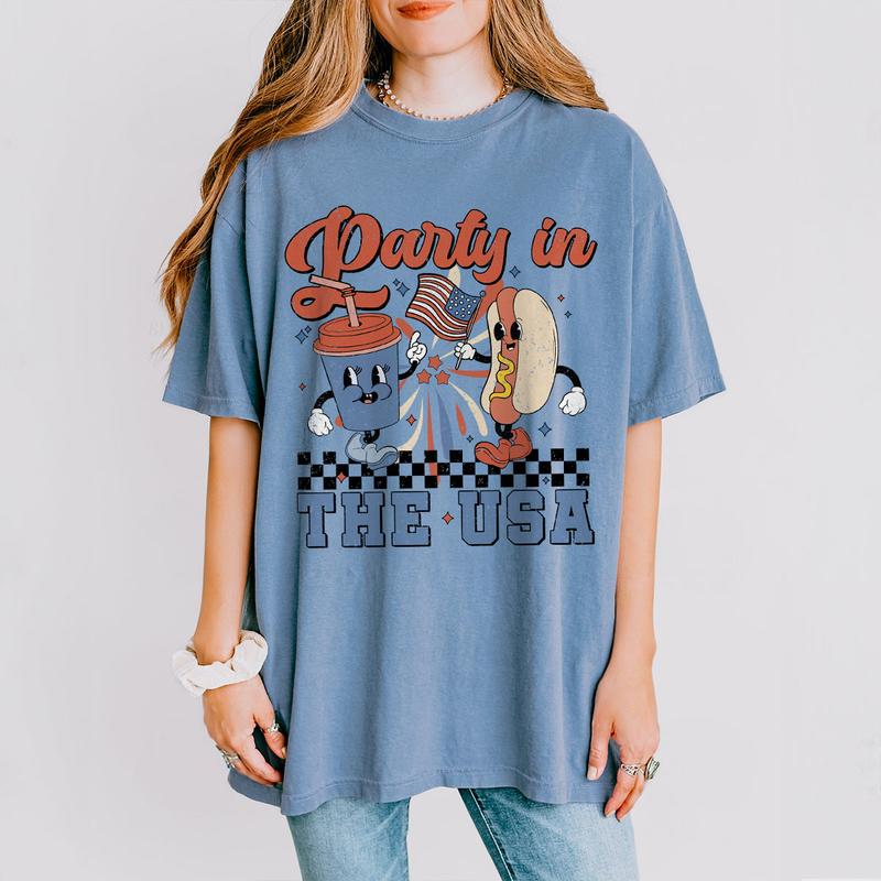 Retro Party In The USA Shirt, 4th Of July Shirts, Gift For Her, Indenpendence Day Gifts, Funny Fourth Of July Shirts, USA Hot Dog Funny Tee, USA Patri