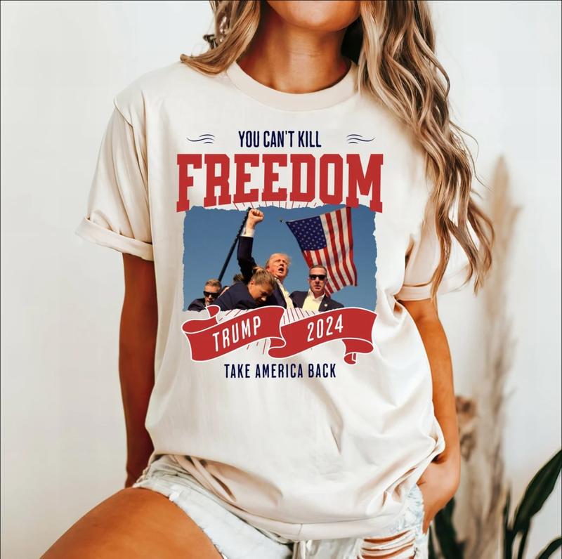 Trump You Canâ€™t Kill Freedom Trump 2024 Take America Back Rally Survived T-shirt, Trump Never Surrender Supporters Tee 2024, Stand With Trump Tshirt, Ultra MAGA Take American Back Sweater, Unisex Pro-Trump Election Hoodie, Gift For Republican TR150712