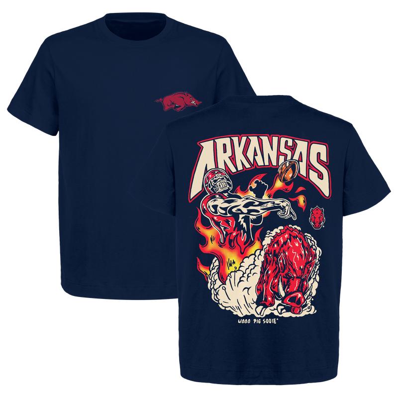Warren Lotas - Arkansas Razorbacks Football - Dead Man's Football Graphic T-Shirt for Men and Women - Ideal for Game Days, Stylish Team Apparel.